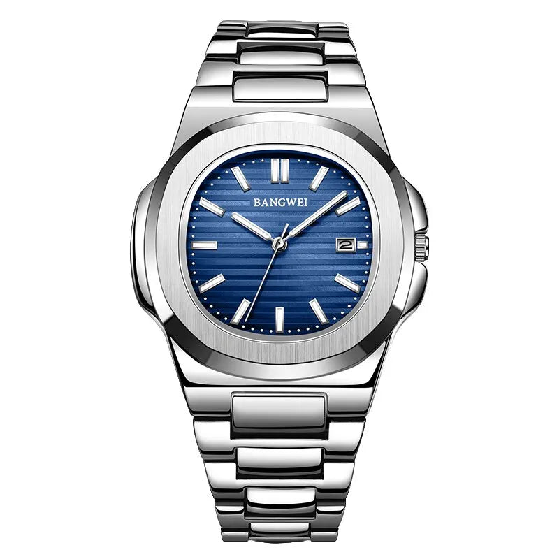 Reloj de cuarzo de lujo para hombre, reloj cronógrafo deportivo de acero inoxidable resistente al agua 30M