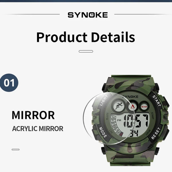 Reloj deportivo SYNOKE para estudiantes para niños, relojes electrónicos coloridos, reloj resistente al agua hasta 50M, reloj digital para niños