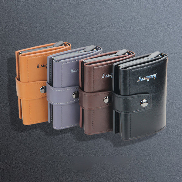 Tarjetero de cuero PU para hombre y mujer, tarjetero de identificación de negocios, Metal RFID, caja de aluminio Vintage, billetera para tarjetas, Nota de carbono, nuevo