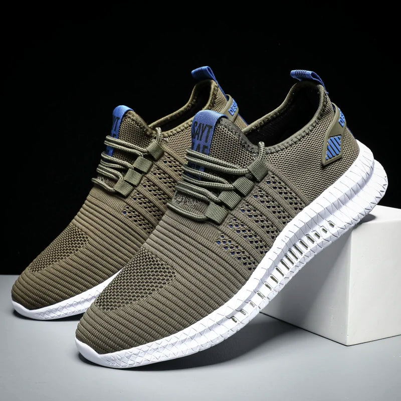 Zapatos de deporte a la moda para hombre, zapatos informales de malla con cordones, zapatillas ligeras transpirables para caminar, zapatos para hombre