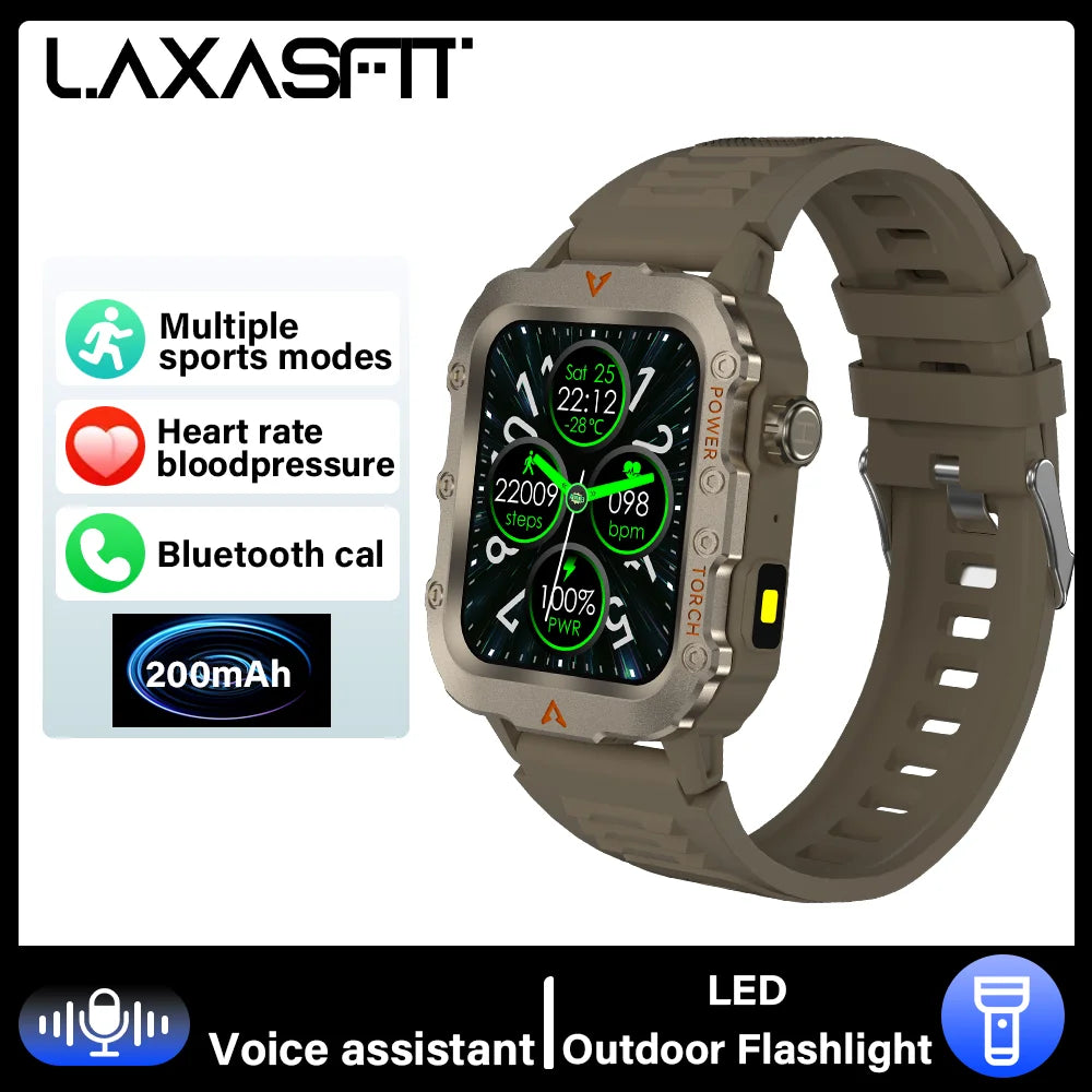 reloj inteligente militar para hombres al aire libre Bluetooth Talk deportes Monitor de ritmo cardíaco reloj inteligente Android IOS