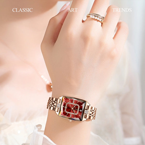 Reloj elegante de lujo para mujer, Reloj rectangular resistente al agua  para mujer