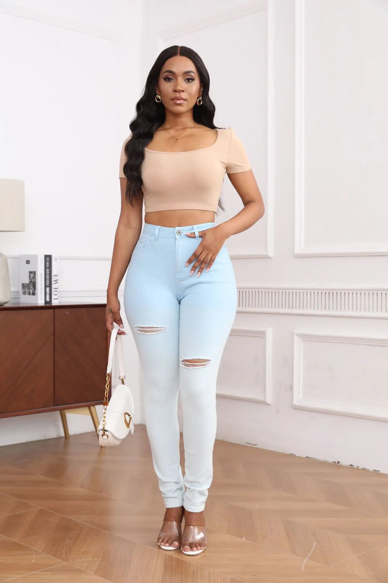 Pantalones vaqueros ajustados para mujer, Vaqueros superelásticos, Sexy, ajustados, a la moda, Retro, para ir al trabajo