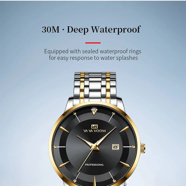 Nuevo reloj para hombre de acero inoxidable estilo de negocios de lujo con diamantes de imitación 43mm reloj de pulsera con movimiento de cuarzo de oro azul