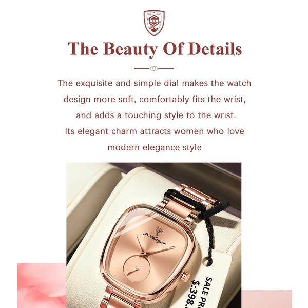Reloj POEDAGAR elegante de lujo para mujer, Reloj de cuarzo de acero inoxidable resistente al agua para mujer, relojes informales de alta calidad para mujer