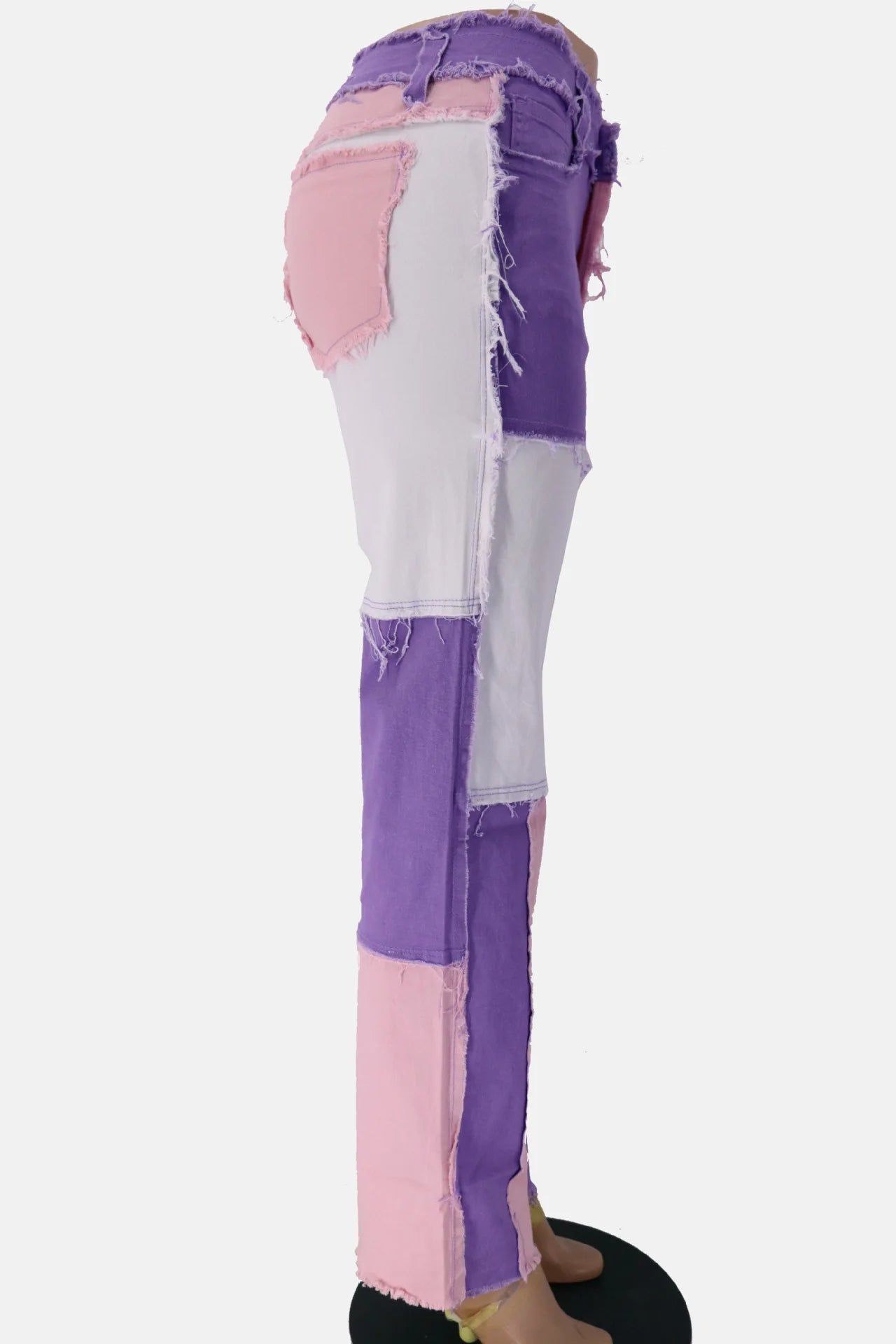 Pantalon jean de retazos de colores variados para mujer, vaqueros rectos de alta elasticidad a la moda, pantalones Hipster de calle