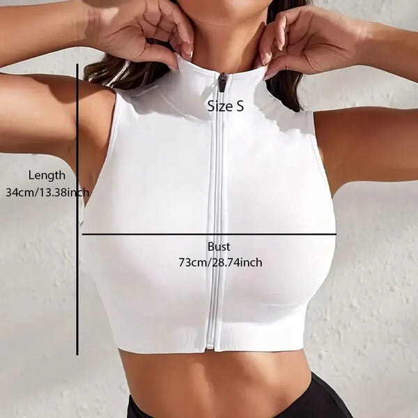 Conjunto de 2 piezas para mujer, chaleco sexy transpirable con cremallera para hacer ejercicio.