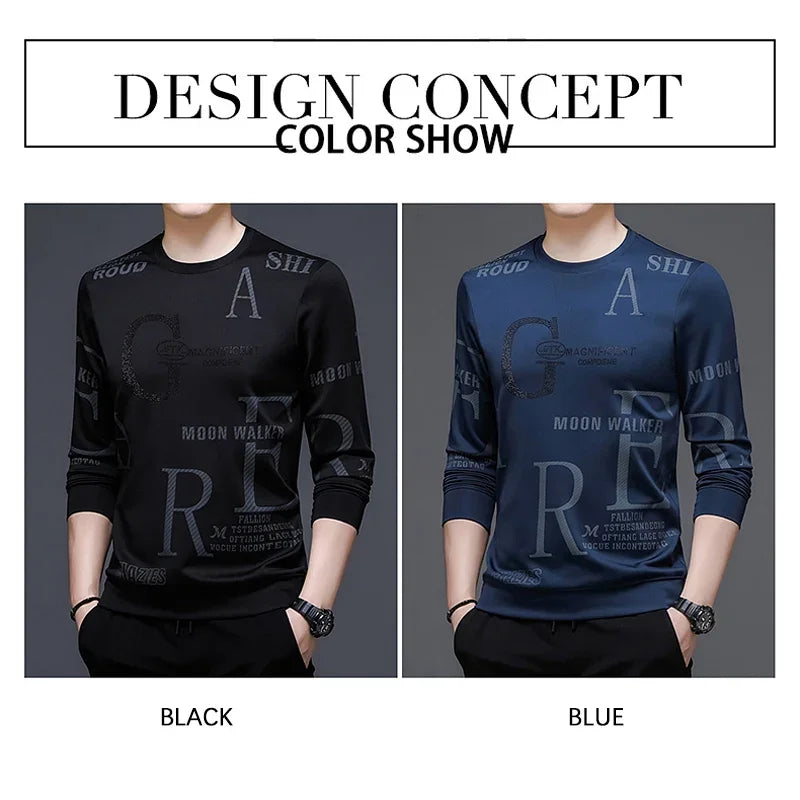 Camiseta de manga larga para hombre con cuello redondo, estampado de cuadros colorido e irregular, ideal para primavera y otoño, perfecta para actividades al aire libre y deportes.