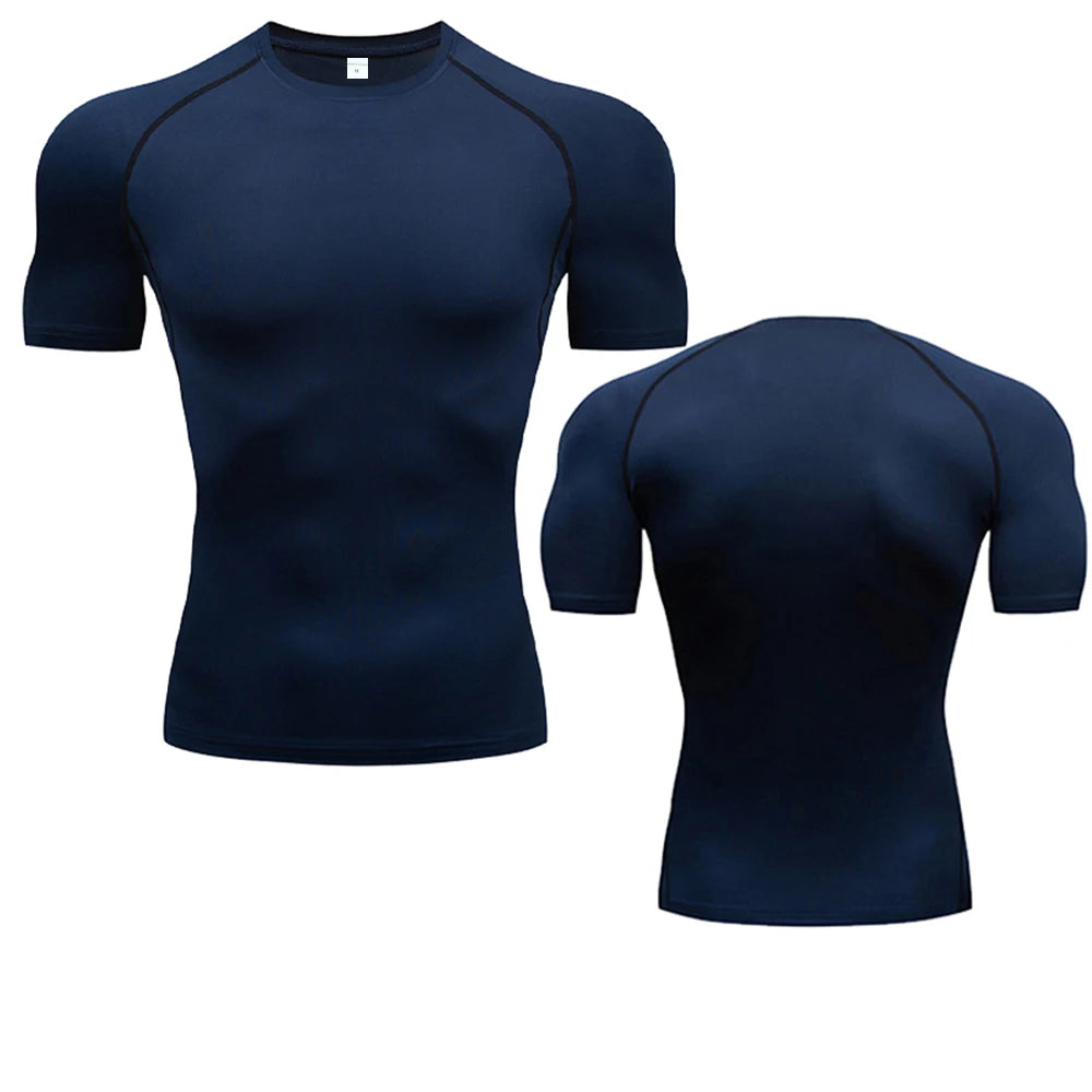 Camiseta de manga larga de compresión, camiseta negra de Fitness para hombre, ropa deportiva de secado rápido para gimnasio, protección solar, capa Base deportiva