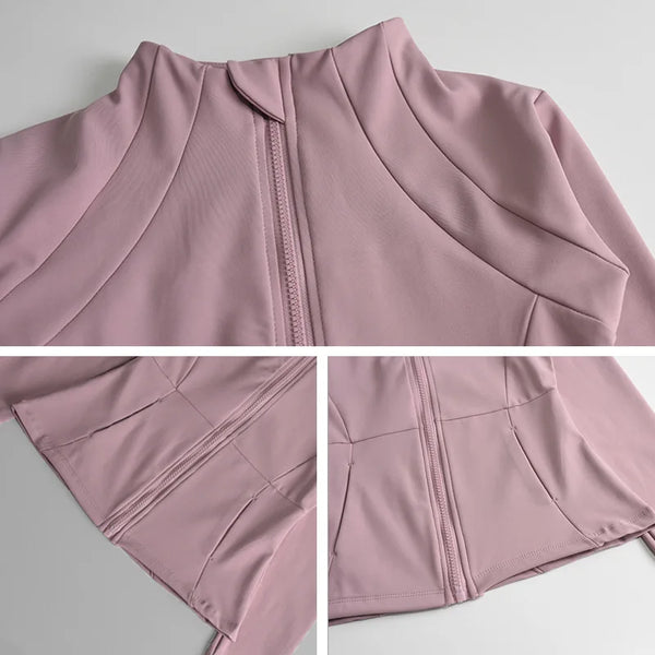 Chaqueta deportiva con cremallera para mujer, abrigos para entrenamiento y correr, cárdigan cálido de manga larga para gimnasio, chaqueta ajustada, ropa deportiva
