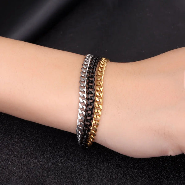 Pulsera de cadena cubana de acero inoxidable para hombre, brazalete colorido hecho a mano, estilo Punk y gótico, regalo de joyería, 7mm