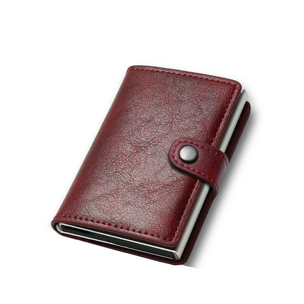 Billetera con tarjetero de fibra de carbono para hombre, cartera minimalista emergente delgada de Metal inteligente Rfid, monedero pequeño negro, Vallet de Metal