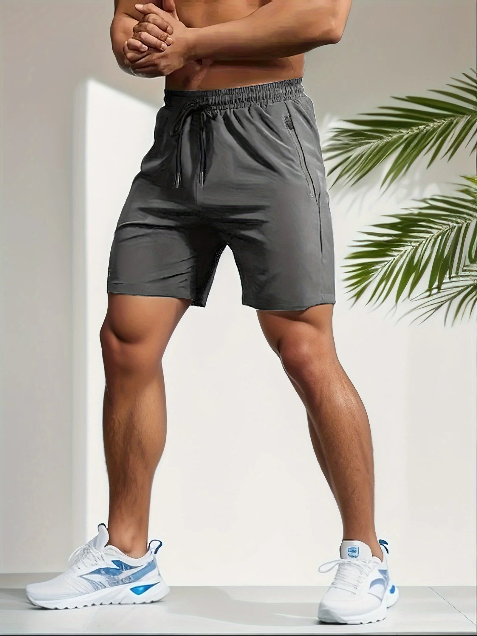 Pantalones cortos deportivos de secado rápido para hombre, Shorts transpirables con cordón en la cintura.