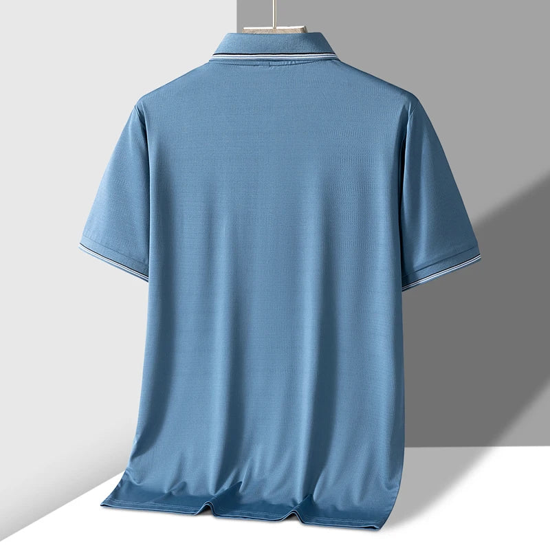 TFETTERS-Camiseta de manga corta para hombre, Polo de negocios antiarrugas con diseño de bolsillo Real, cuello vuelto