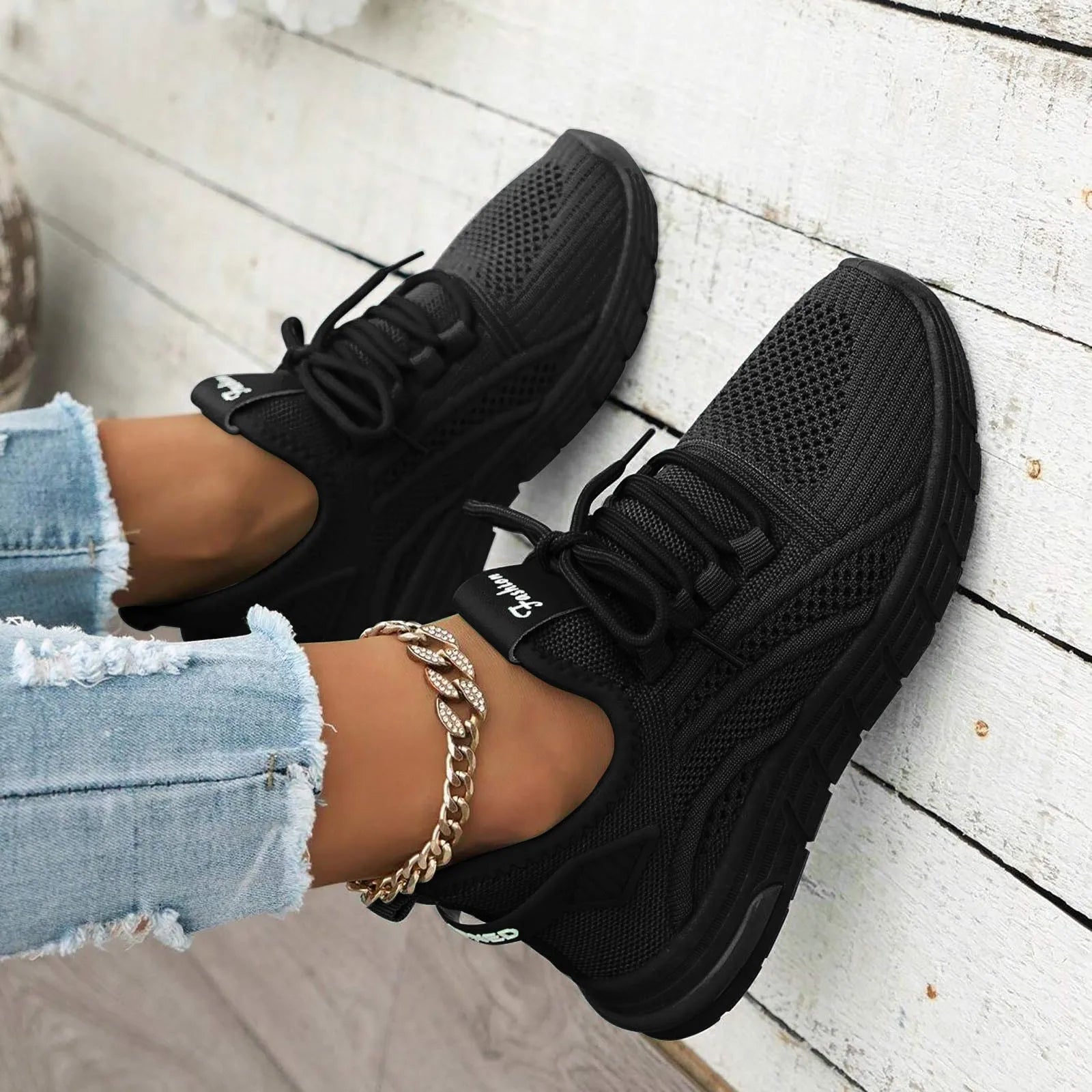 Zapatos de lona para mujer, zapatos deportivos para todas las estaciones, punta redonda, boca profunda