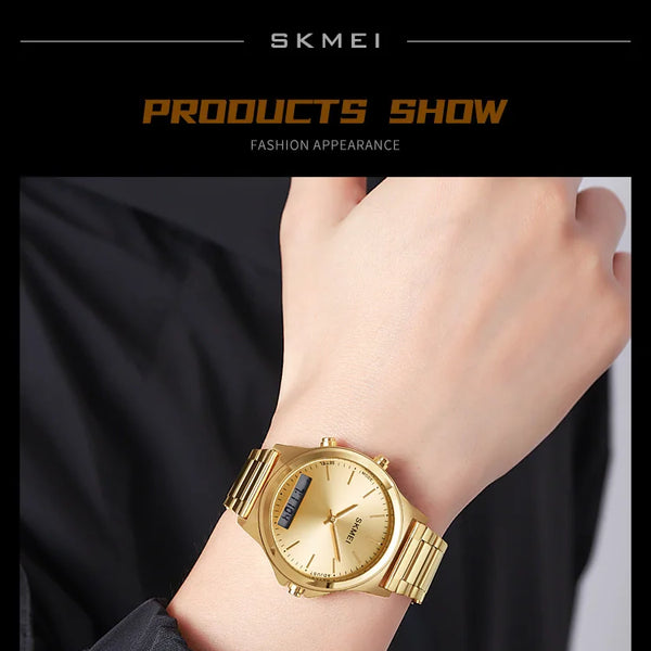 Reloj cronógrafo digital con pantalla de luz trasera de acero completo, relojes de pulsera con alarma impermeables para hombre