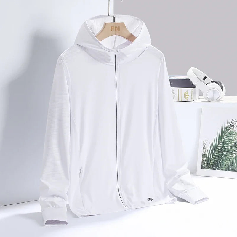 Chaqueta unisex novedad de verano UPF 50+ UV protección solar chaqueta con capucha hombres mujeres ligero senderismo al aire libre