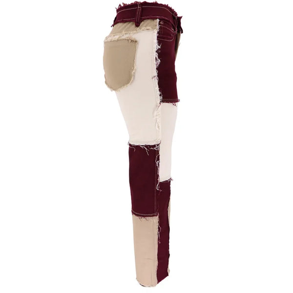 Pantalon jean de retazos de colores variados para mujer, vaqueros rectos de alta elasticidad a la moda, pantalones Hipster de calle