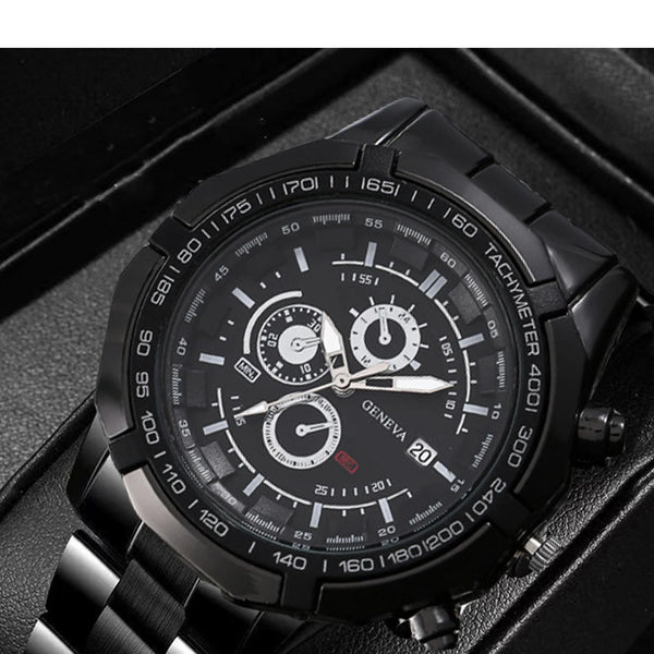 Reloj de cuarzo con esfera de acero para hombre, pulsera de negocios con esfera a escala