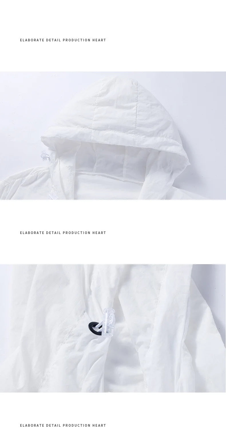Chaqueta con capucha grande de seda helada de verano para hombres, ligera, transpirable, de secado rápido, ropa de pesca con protección solar, chaqueta con capucha a la moda