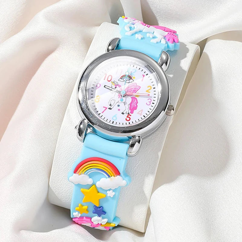 2025 nuevo Reloj para niños correa de silicona amor Arco Iris Pony niños Reloj de cuarzo bebé tiempo de estudio Reloj de niña Reloj Montre