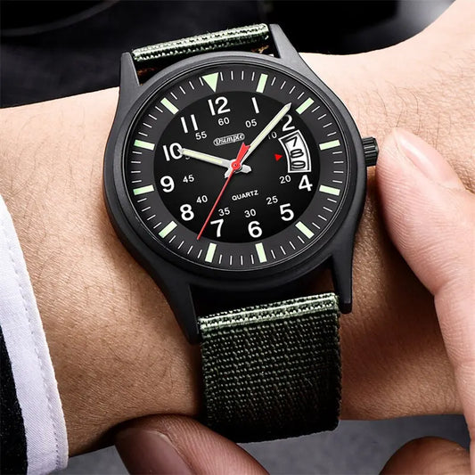 Reloj de cuarzo para Hombre, cronógrafo de nailon a la moda, de lujo, con calendario y fecha