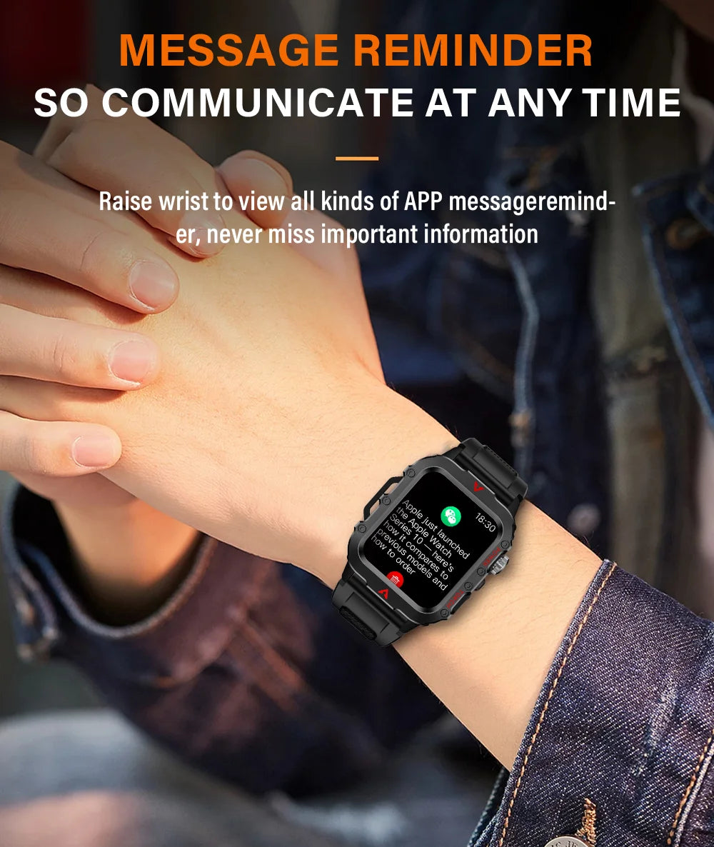 reloj inteligente militar para hombres al aire libre Bluetooth Talk deportes Monitor de ritmo cardíaco reloj inteligente Android IOS