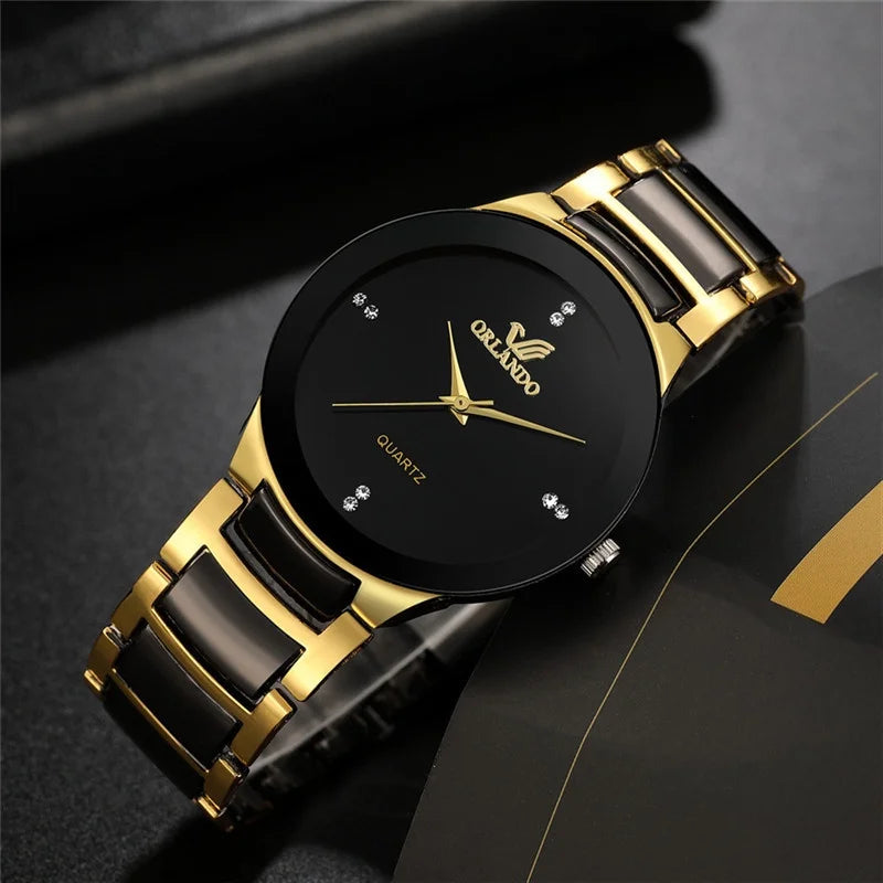 Reloj de negocios para hombre Reloj de cuarzo analógico masculino con banda de acero negro a la moda