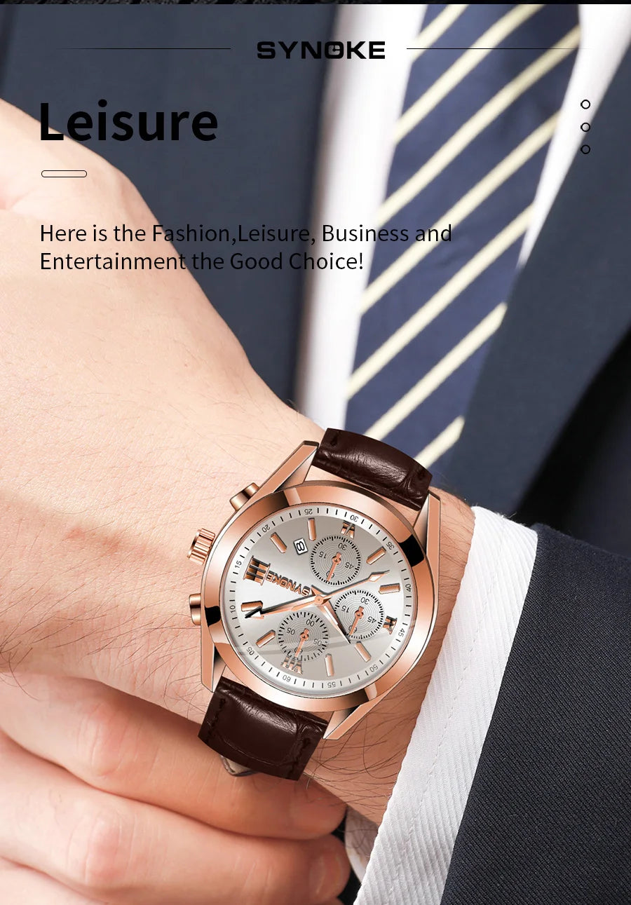 Reloj de cuarzo para hombre, cronógrafo con correa No mecánica, de aleación, con brillo nocturno, resistente al agua, con calendario, a la moda, para negocios