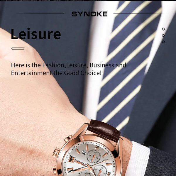 Reloj de cuarzo para hombre, cronógrafo con correa No mecánica, de aleación, con brillo nocturno, resistente al agua, con calendario, a la moda, para negocios