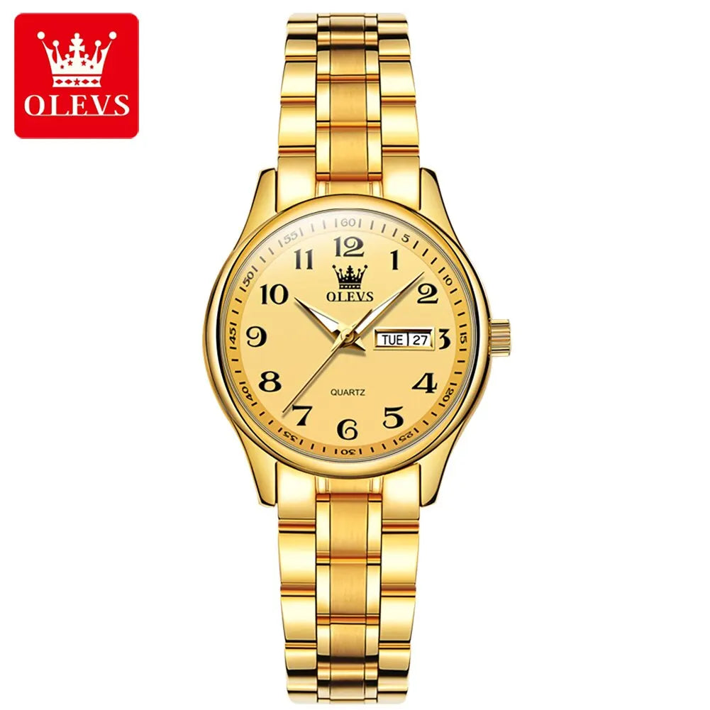Reloj elegante a la moda para mujer, reloj de lujo de acero inoxidable luminoso