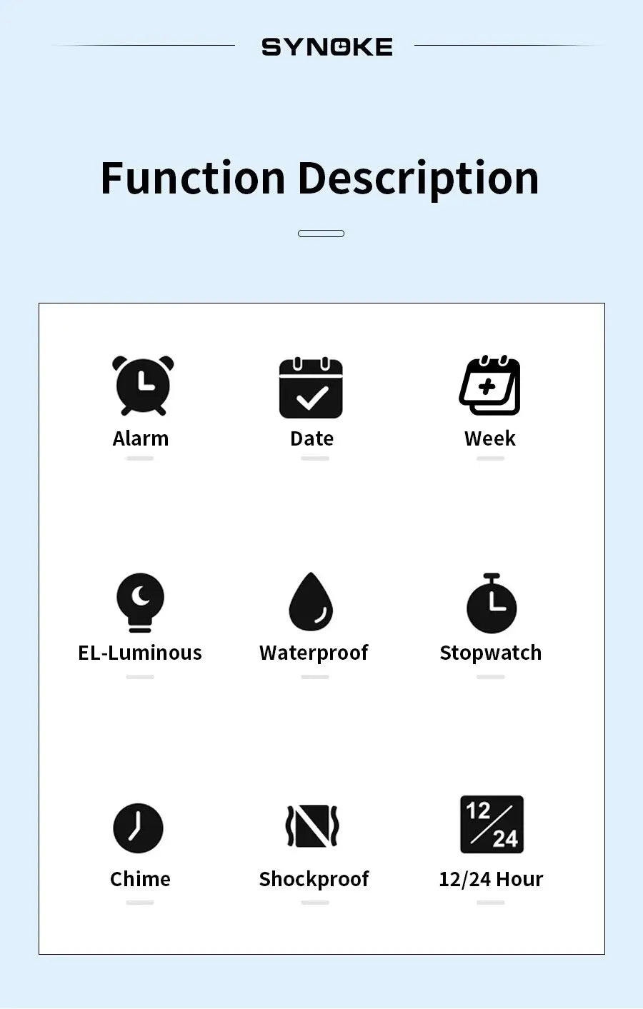 Reloj deportivo multifuncional para hombre, pantalla grande resistente al agua, luminoso, LED, Digital, correa de moda