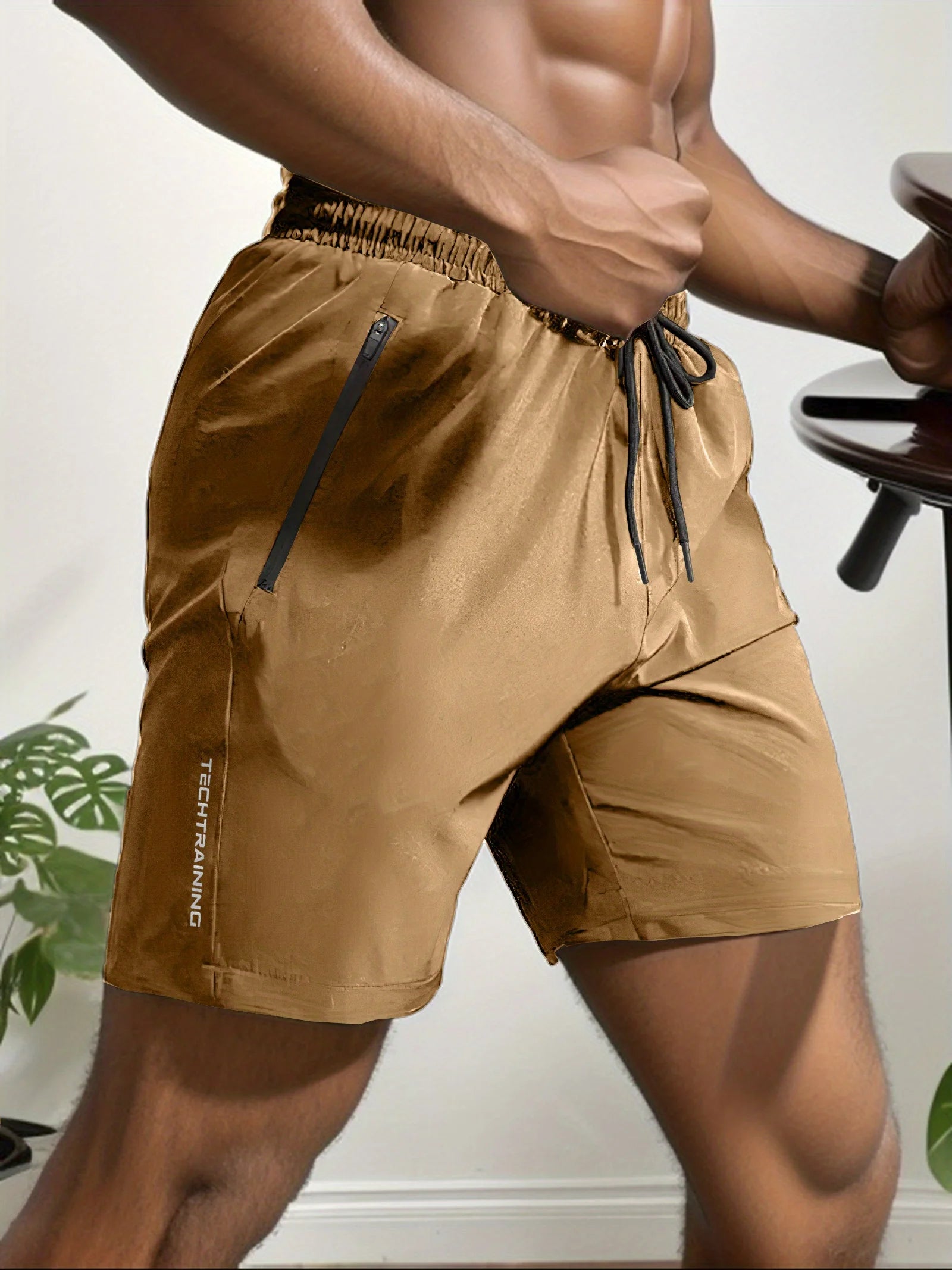 Pantalones cortos deportivos de secado rápido para hombre, Shorts transpirables con cordón en la cintura.