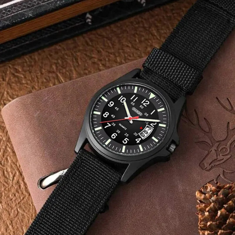 Reloj de cuarzo para Hombre, cronógrafo de nailon a la moda, de lujo, con calendario y fecha
