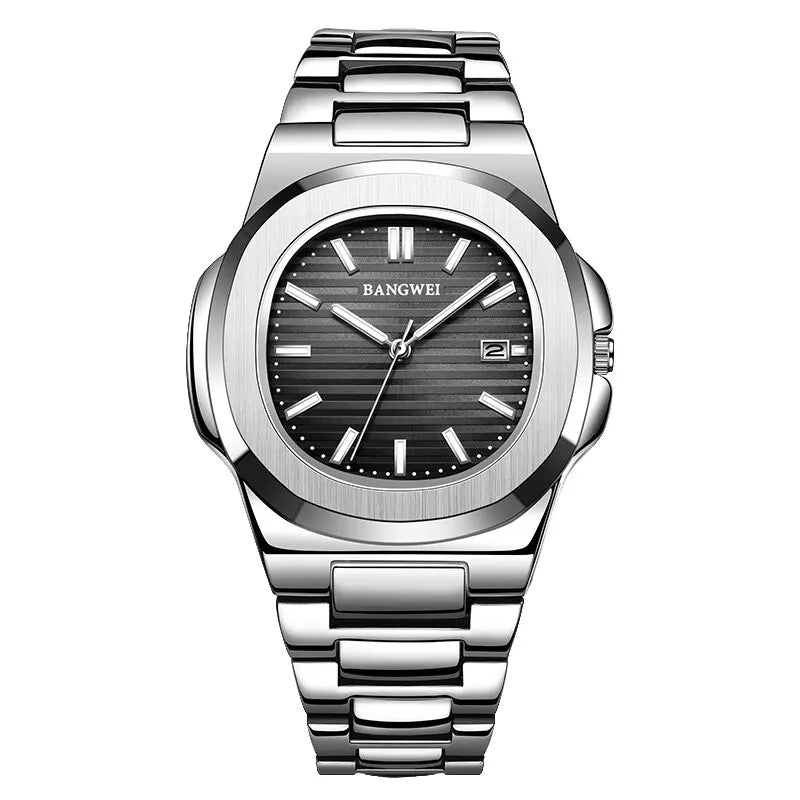 Reloj de cuarzo de lujo para hombre, reloj cronógrafo deportivo de acero inoxidable resistente al agua 30M