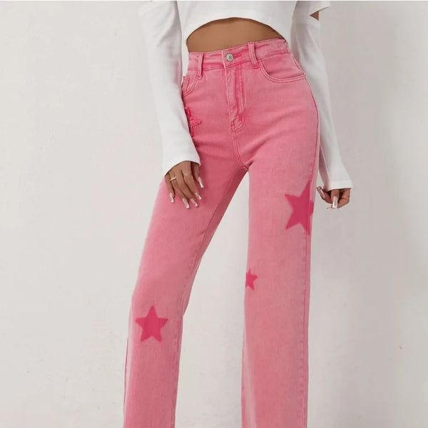 Espectacular pantalon con estampado de estrellas para una mujer unica y elegante