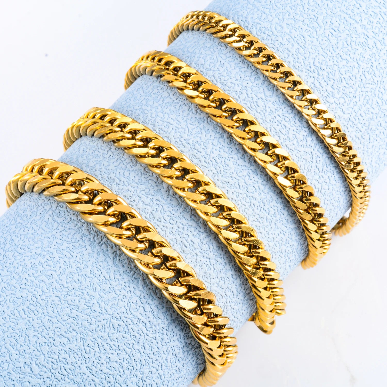 Pulsera de cadena a la moda para hombre, pulseras de acero inoxidable de 4,8/5,8/6,6/9,2mm de ancho, cadena de eslabones Figaro