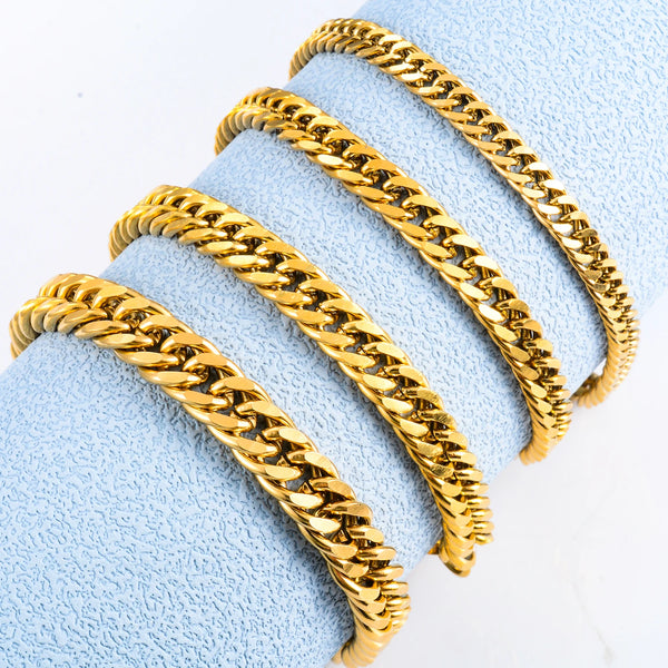 Pulsera de cadena a la moda para hombre, pulseras de acero inoxidable de 4,8/5,8/6,6/9,2mm de ancho, cadena de eslabones Figaro