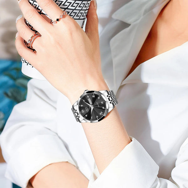 Reloj de pulsera LIGE de cuarzo a la moda, reloj resistente al agua de lujo de marca elegante