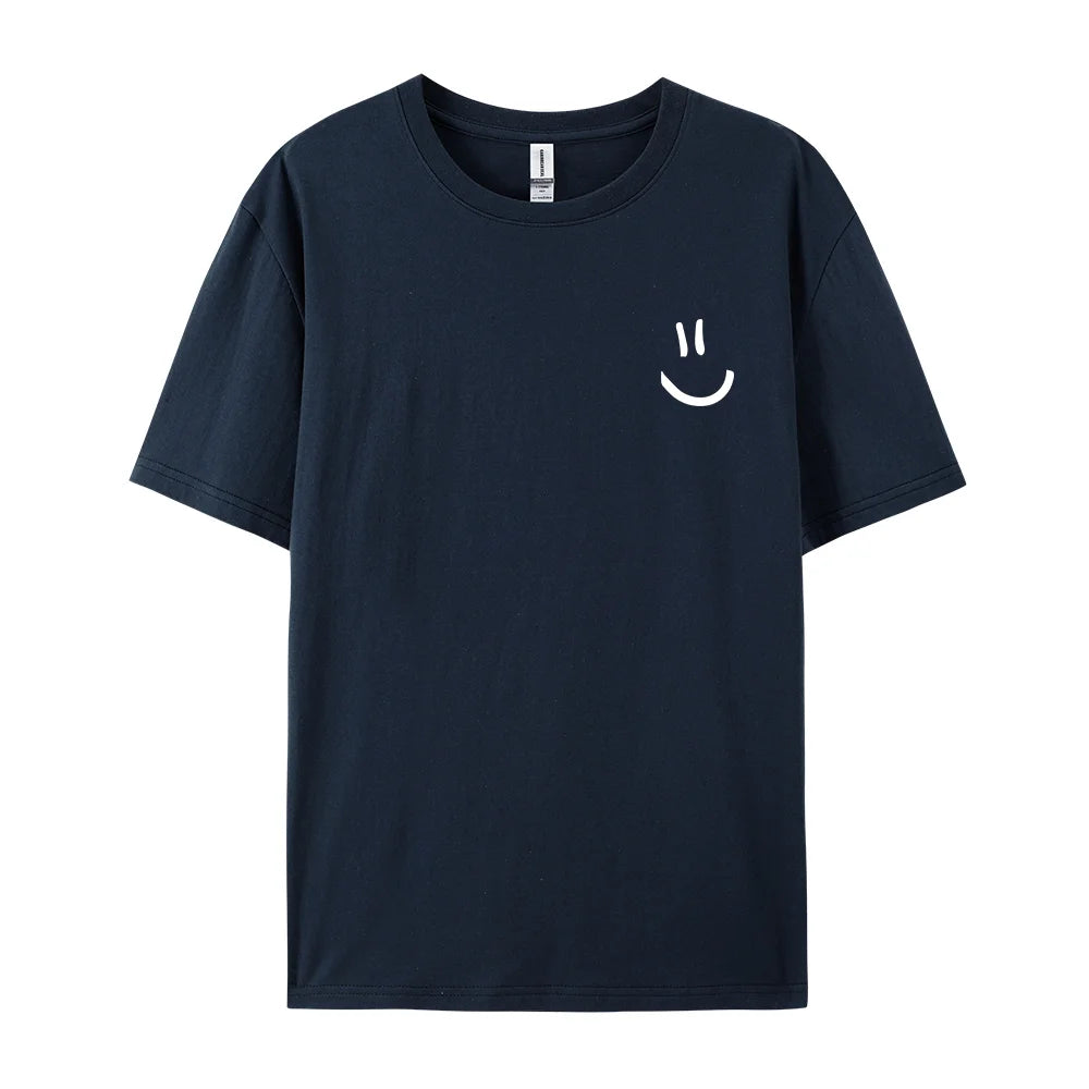 Camisetas minimalistas con estampado gráfico de cara sonriente para hombre, camiseta de Hip Hop, ropa, camiseta transpirable de verano