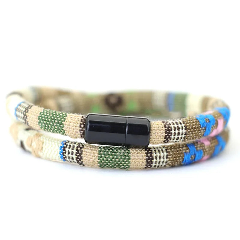 Pulsera de cuerda Bohemia atraer pulsera magnética aventura supervivencia Braslet Pulseras Hilo Hombre Surf en la playa Brazalete