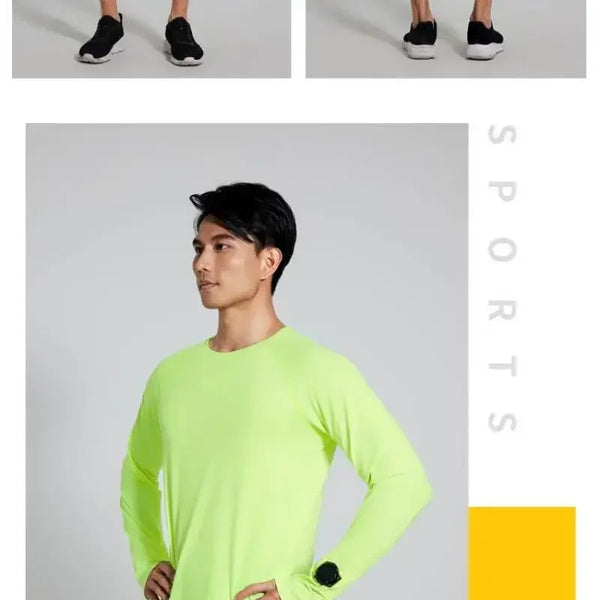 Camiseta para correr maratón para hombre, camiseta de manga larga Anti-UV de secado rápido para entrenamiento, traje de entrenamiento físico con agujero para el pulgar, puño antiestático