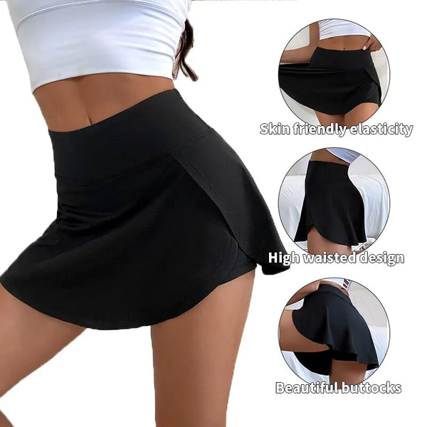 Culotte Deportivo de cintura alta para mujer, Yoga, Fitness, tenis, forro anti-ligero, falda de secado rápido para correr, adecuada Todo tipo de deporte