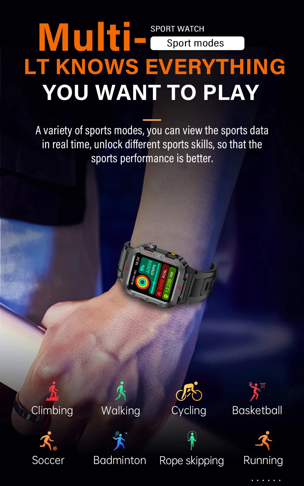 reloj inteligente militar para hombres al aire libre Bluetooth Talk deportes Monitor de ritmo cardíaco reloj inteligente Android IOS