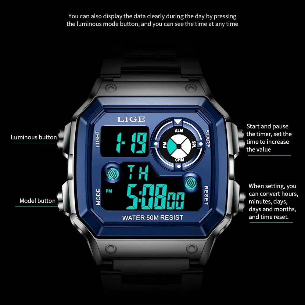 Nuevo reloj de marca de lujo para hombre, reloj digital de alta calidad para toda ocasión