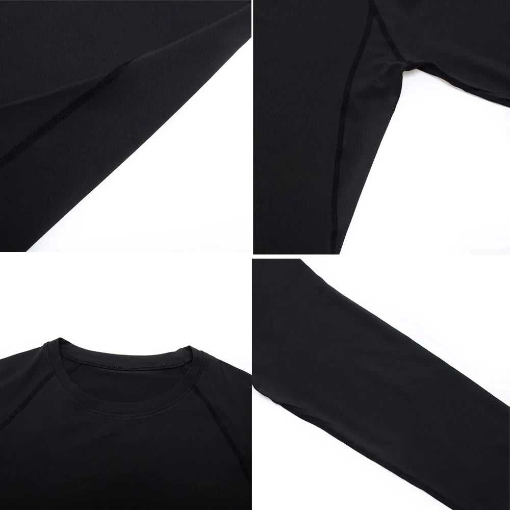 Camiseta de manga larga de compresión, camiseta negra de Fitness para hombre, ropa deportiva de secado rápido para gimnasio, protección solar, capa Base deportiva