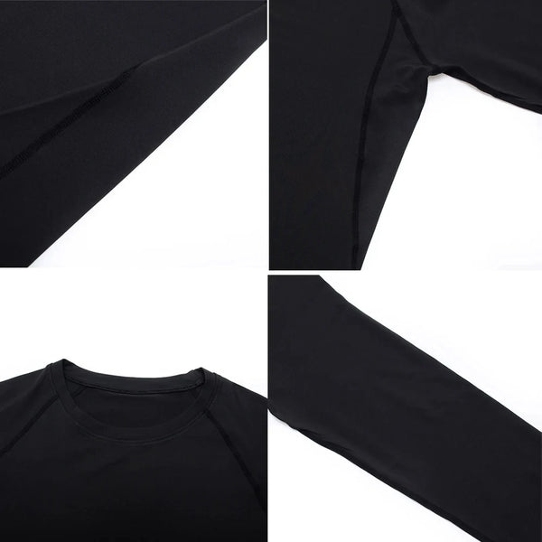 Camiseta de manga larga de compresión, camiseta negra de Fitness para hombre, ropa deportiva de secado rápido para gimnasio, protección solar, capa Base deportiva