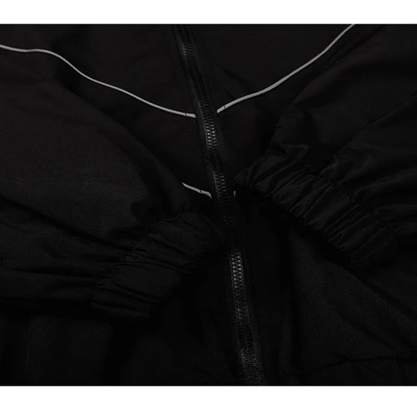 Chaqueta reflectante a rayas para hombre, ropa informal estilo Hip Hop, abrigo con cremallera, cortavientos
