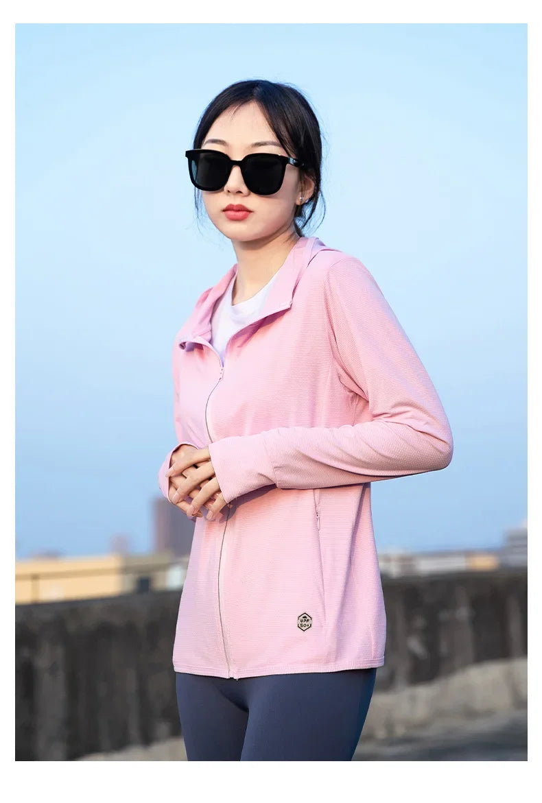 Chaqueta unisex novedad de verano UPF 50+ UV protección solar chaqueta con capucha hombres mujeres ligero senderismo al aire libre