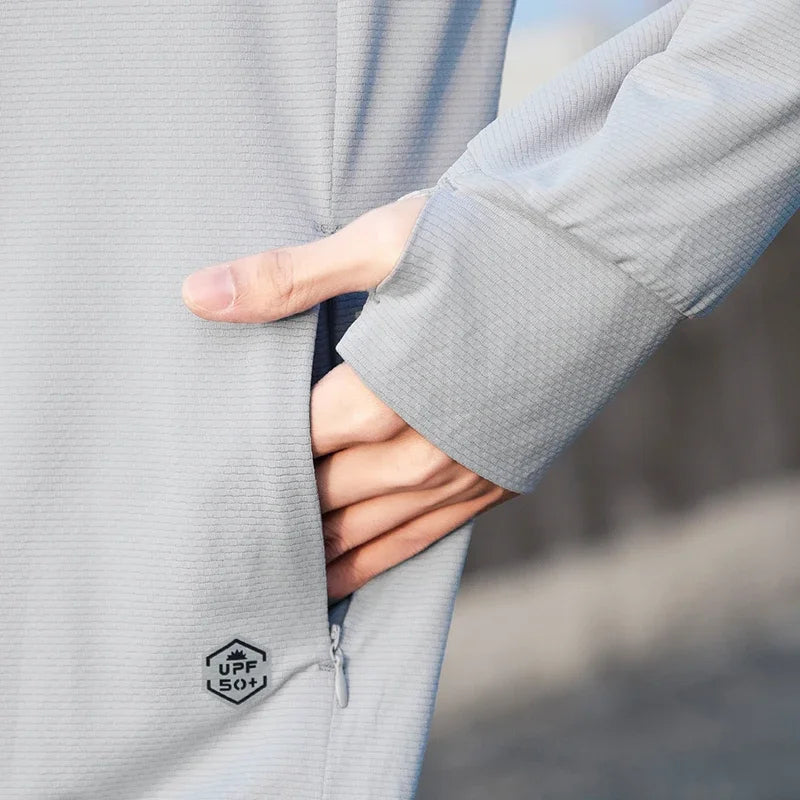 Chaqueta unisex novedad de verano UPF 50+ UV protección solar chaqueta con capucha hombres mujeres ligero senderismo al aire libre